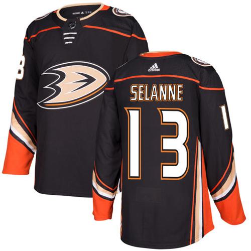 Adidas Ducks #13 Teemu Selanne Black Home Authentic Stitched NHL Jersey